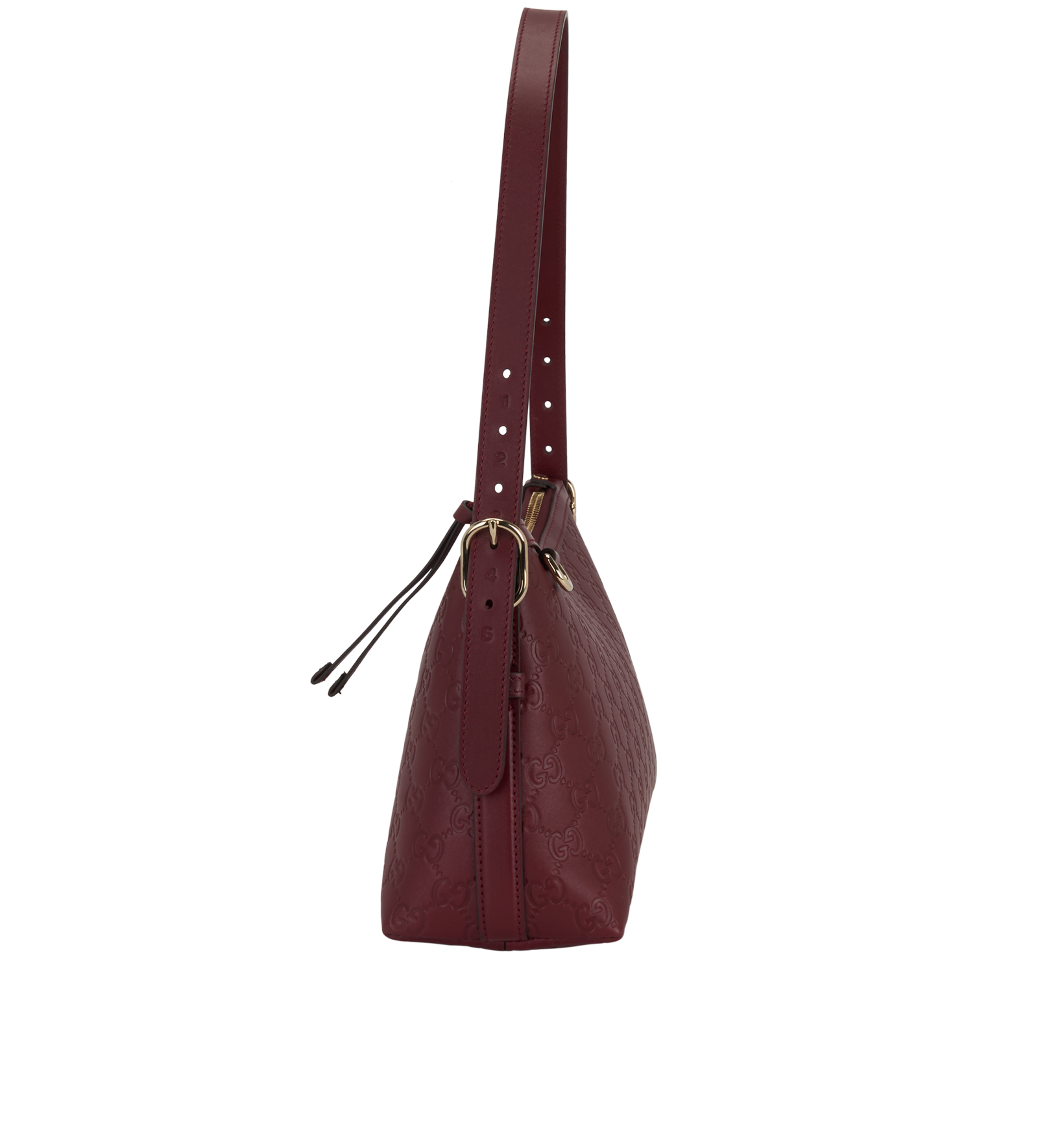 Medium Emblem Shoulder Bag, &pound;900, Handbags, Burgundy, Leather, Side view